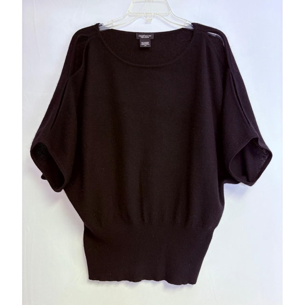 Lord & Taylor Sweater Womens Sz L 100% Cashmere Lightweight Knit Cozy Black